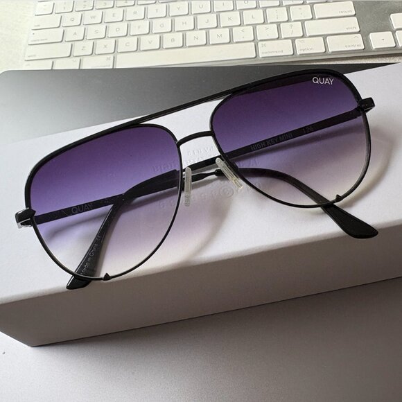 High Key Mini 60mm Black Metal Gradient Fade Aviator Sunglasses - Picture 3 of 5